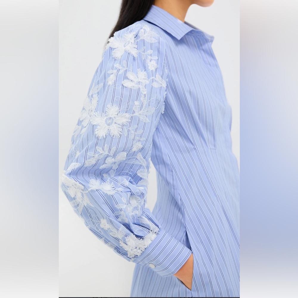 NWT TuckerNuck Blue Stripe Embroidery Mini Corinne Dress XXL - Picture 4 of 11